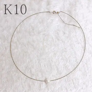 와이어 목걸이 진주 40cm~45cm 조절 포함 K10YG