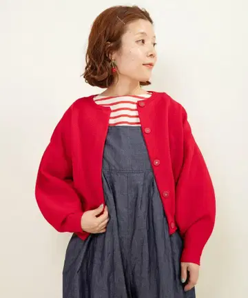 [ 새상품급 ] CHILD WOMAN 밀라노 리브 퍼프 슬리브 가디건