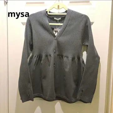 새상품 mysa 다나카 리나 그레이 리브 가디건 M 페플럼