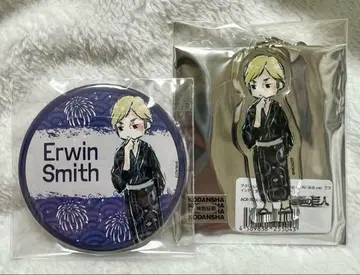 진격의 거인 그래프 아트 유카타 엘빈 아크릴 키링 캔뱃지 2개 세트