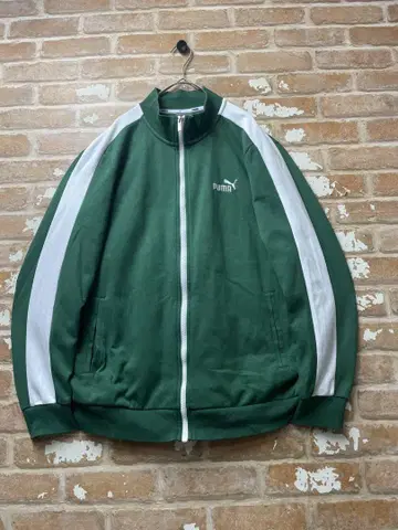 00s 푸마 PUMA 트랙 자켓 그린 원 포인트 자수 XL 구제 의류