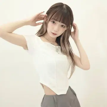 마이키치 프로듀스 오리지널 반팔 스퀘어넥 화이트 #AAAA