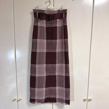 스나이델 체크 프린지 롱 스커트