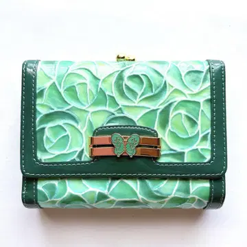 새상품급 ANNA SUI 안나수이 돌체 가마구치 접이식 지갑 에메랄드
