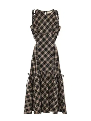 ANDMARY Grenda ribbon long dress check M
