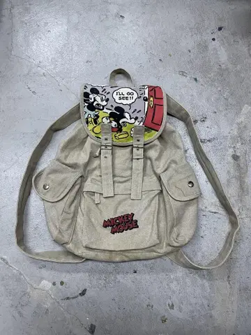 00s Disney 미키 파라슈트 백팩 백팩 y2k 베이지