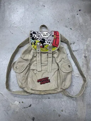 00s Disney 미키 파라슈트 백팩 백팩 y2k 베이지