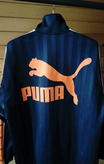 90s PUMA 트랙 자켓 스트라이프 디자인 BIG 로고 자수 로고