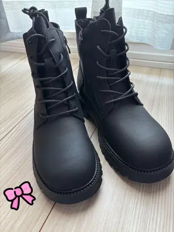 [ 새상품급 ] 귀여운 천연 가죽 부츠 블랙 여성용 부츠