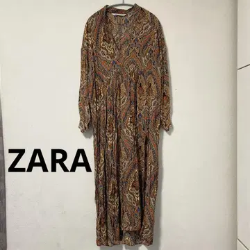 자라 ZARA 에스닉 패턴 페이즐리 올 패턴 롱 원피스 슬릿
