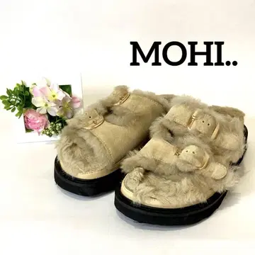 새상품급 모히 MOHI 2버클 퍼 샌들 베이지 골드 금장 장식 36