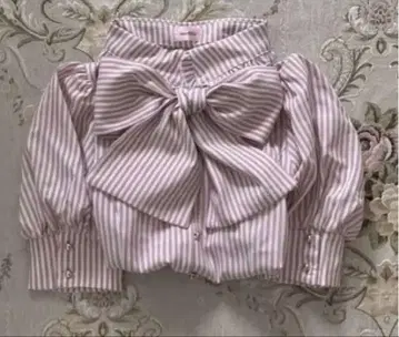 meltie stripe 2way ribbon tie blouse