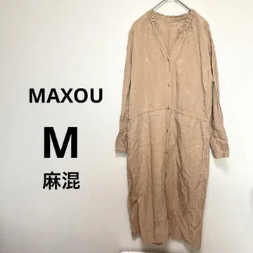MAXOU 마크조우 M 베이지 긴팔 셔츠 원피스 롱 기장 마 혼방