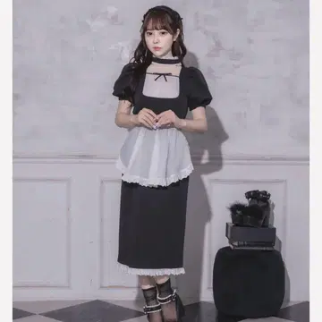 pium 초커 프릴 롱 카페 원피스