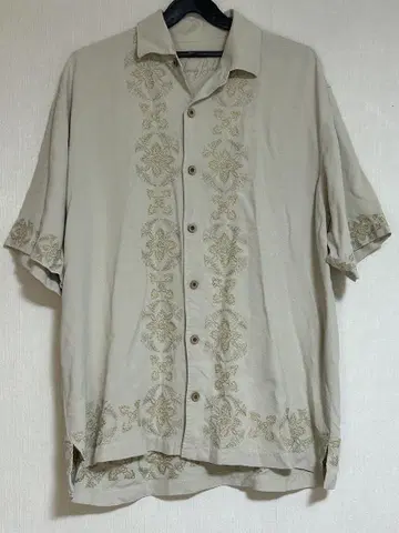 새상품급 Tommy Bahama 빅 실루엣 자수 실크 셔츠