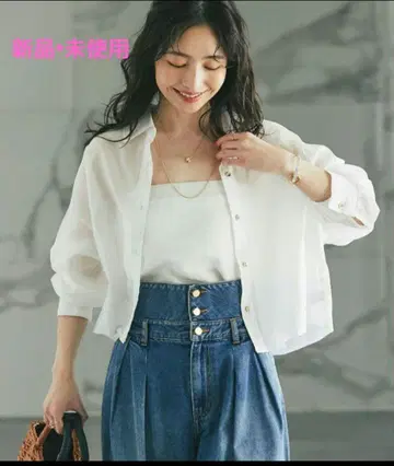 라 부티크 봉봉 시어 크롭 셔츠 (화이트)