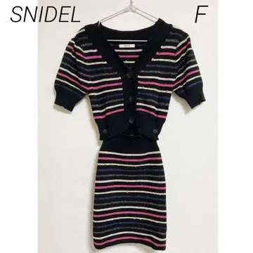 0504 SNIDEL 스나이델 스트라이프 도킹 니트 원피스 F