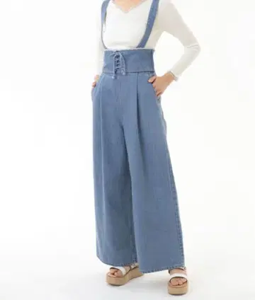 새상품급 그레이스 콘티넨탈 와이드 데님 살로펫 레이스업 2way