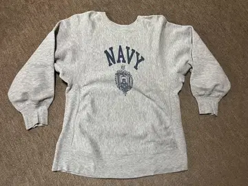 챔피온 80년대 초기 트리코 태그 리버스 위브 US NAVY L