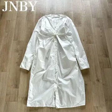 JNBY 새상품급 V넥 트위스트 디자인 긴팔 롱 셔츠 원피스 코튼