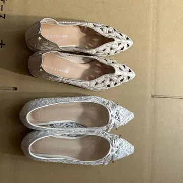베이지 화이트 플랫슈즈 23cm