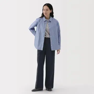 무인양품 여성 발수 턱 스트레이트 팬츠 다크 네이비