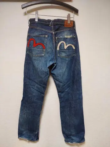 자수 갈매기 EVISU 에비수 데님 데미지 있음