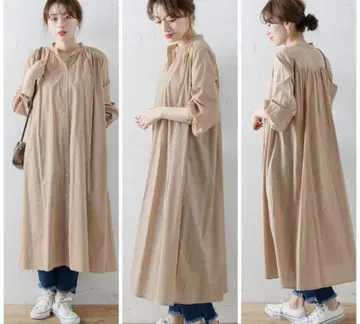 어반 리서치 서니 라벨 개더 셔츠 원피스 스탠드 카라