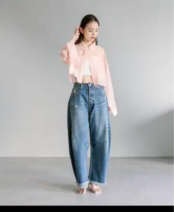 mystic 가디건 데님 팬츠 블루 S 1 데미지
