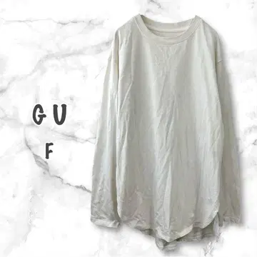 GU  롱 T셔츠 긴팔 ( F ) 화이트 무지 체형 커버 튜닉
