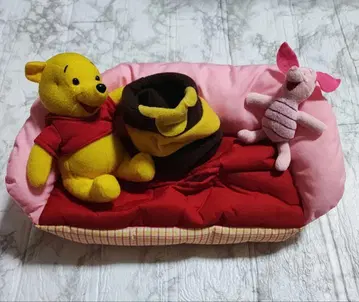 디즈니 푸우 피글렛 봉제 인형 포함 박스 티슈 커버