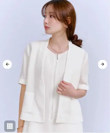 하프 슬리브 노카라 메쉬 자켓
