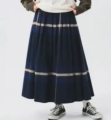 BEAMSBOY 가을/겨울 네이비 빅 타탄 스커트 빔즈 보이