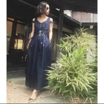 ameri vintage 데님 오프숄더 원피스
