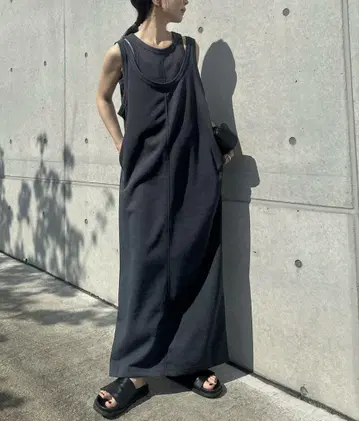 아메스리 레이어드 원피스 세트 다크 그레이 M