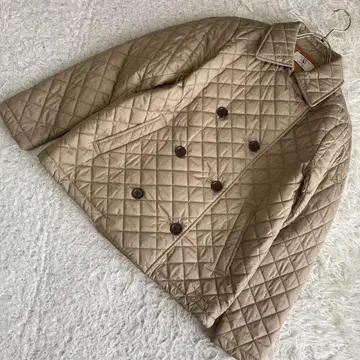 [ 고품질 ] AIGLE 퀼팅 코트 베이지 M 깔끔 더블 버튼
