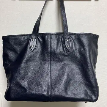 가죽 토트백 네이비