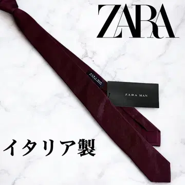 새상품 미사용 ZARA 자라 내로우 타이 무지 넥타이 솔리드 보르도