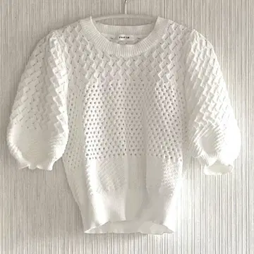 FRAY ID 크로셰 패널 퍼프 슬리브 니트