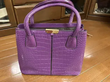 퍼플 크로커다일풍 핸드백