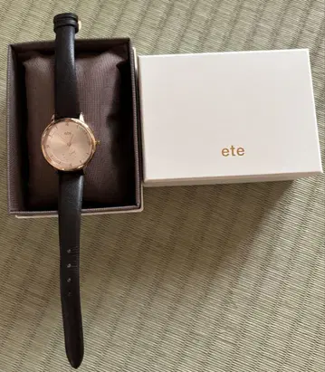 ete 아날로그 시계 블랙 가죽 벨트