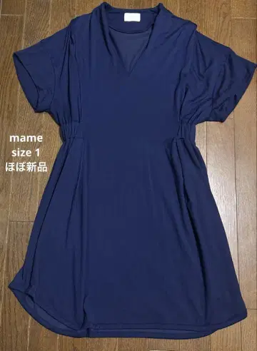[ 새상품급 ] mame 네이비 반팔 V넥 원피스
