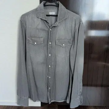 BRUNELLO CUCINELLI 그레이 데님 셔츠 M