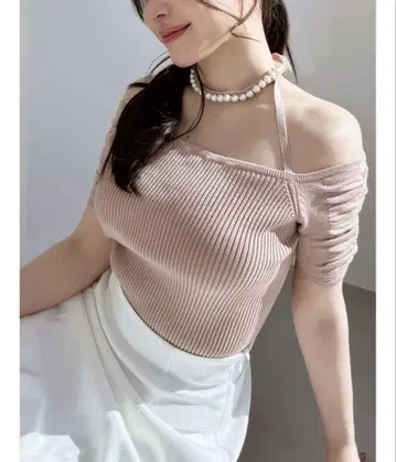 RESEXXY 펄 초커 니트탑