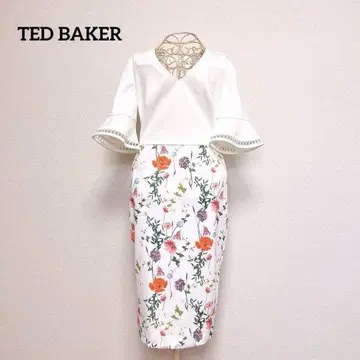 TED BAKER 꽃무늬 벨 슬리브 타이트 원피스 드레스 레이스 화이트