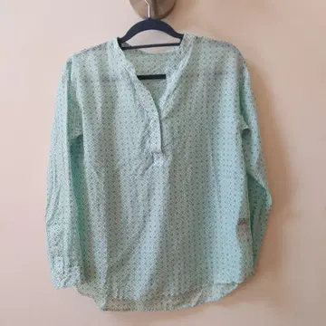 새상품급 리플렉트 민트 그린 기하학 패턴 긴팔 셔츠