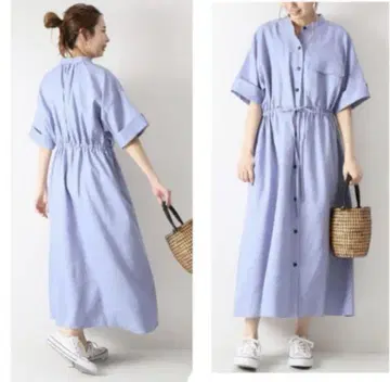 Spick & Span 린넨 드로스트 셔츠 원피스 36