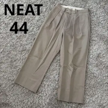 NEAT COTTON PIQUE 투 턱 와이드 팬츠 버튼 플라이 44