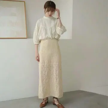 eaphi crochet knit skirt ivory