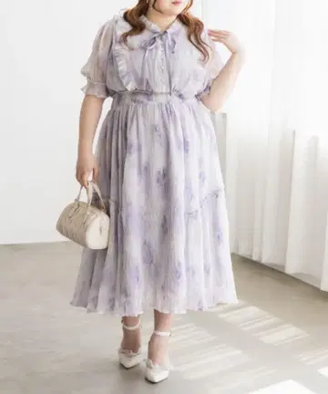 CLETTE 오리지널 흐릿한 꽃무늬 프릴 원피스